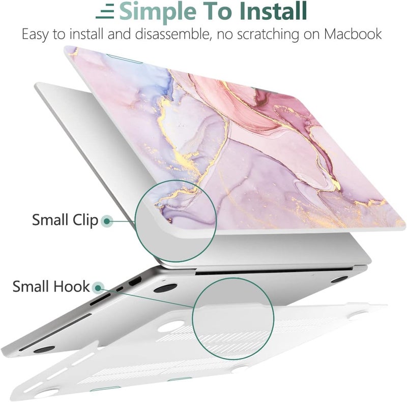 DONGKE Case for M5 MacBook Pro 14 inch 2025 2024-2021 M4 M3 M2 M1, Plastic Hard Shell Cover Compatible with A3434 A3112 A3401 A3185 A2992 A2779 A2442, Retina XDR Display & Touch ID, Pink Marble - Image 4